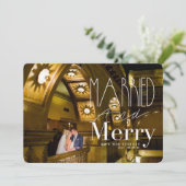 De gehuwde & Vrolijke Foto van de Vakantie van het Feestdagenkaart (Staand voorkant)