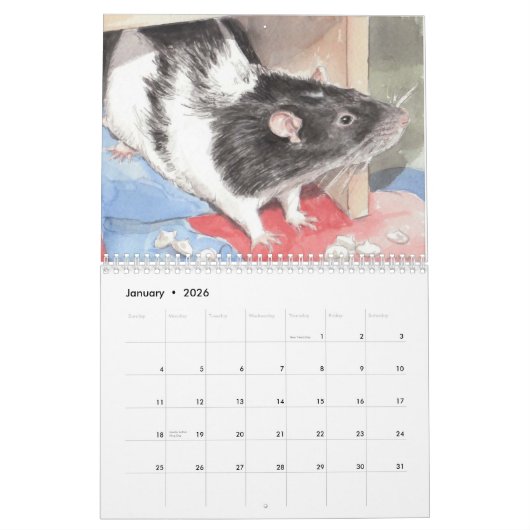 De geïllustreerde Rat 2012 Portretkalender Kalender (Jan 2026)