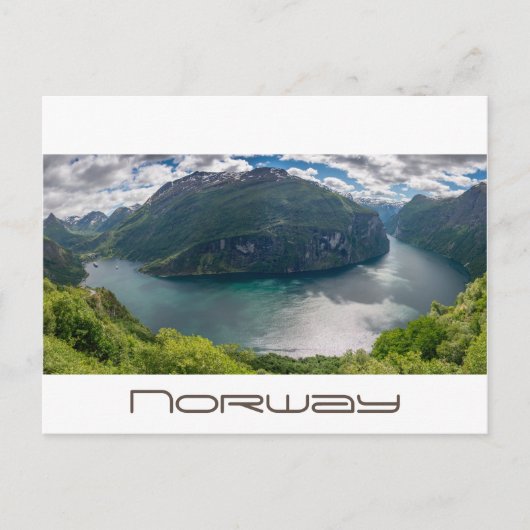 De Geirangerfjord in het witte briefkaart van pano (Voorkant)