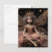 De geïrriteerde kleine Schattige fee roze en goud Briefkaart (Voorkant / Achterkant)