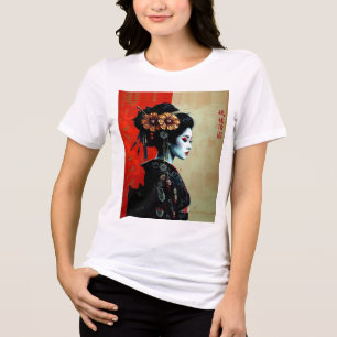 De Geisha Bloem – Tijdloze Japanse Elegantie Tri-Blend Shirt