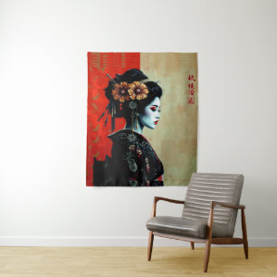 De Geisha Bloem – Tijdloze Japanse Elegantie Wandkleed