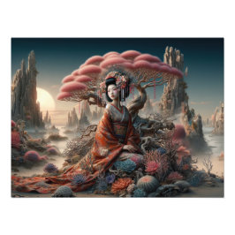 De geisha en de koraalboom foto afdruk