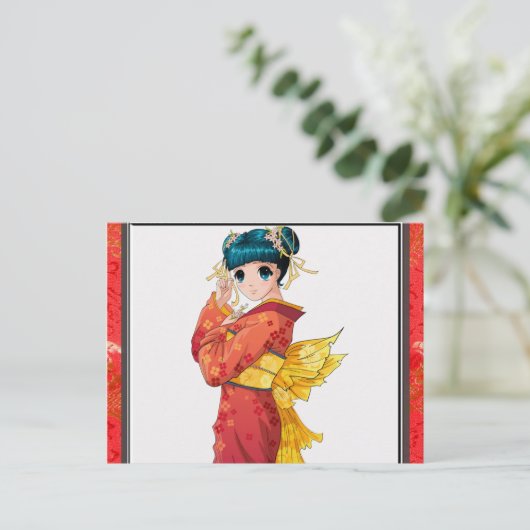 De Geisha van Anime Briefkaart (Staand voorkant)