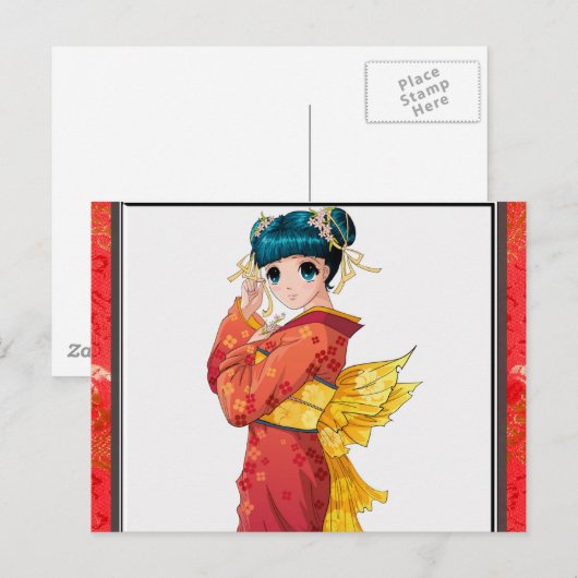 De Geisha van Anime Briefkaart (Voorkant / Achterkant)
