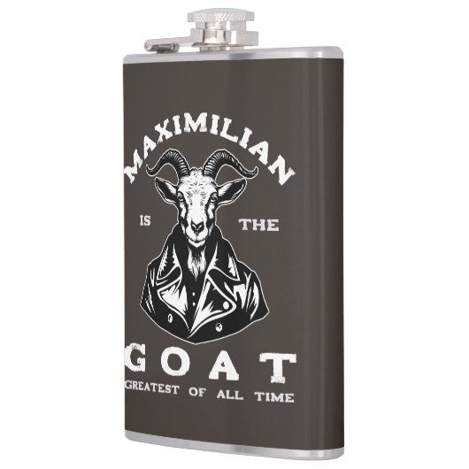 De geit (grootste aller tijden) met Jouw naam Heupfles (Links)