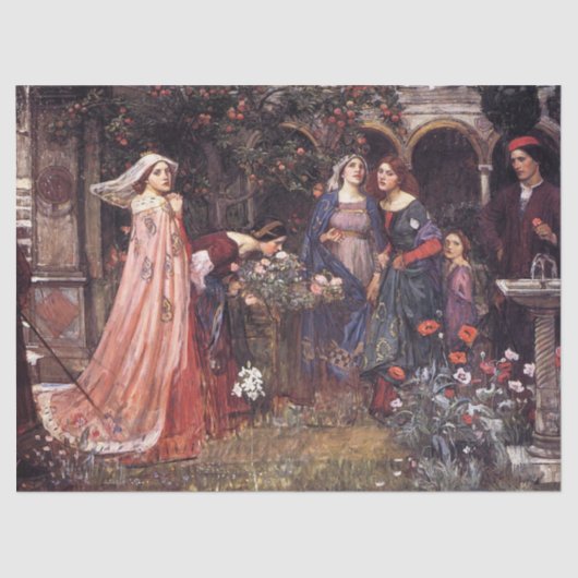 De gekantelde tuin van John William Waterhouse Tissuepapier (Voorkant)