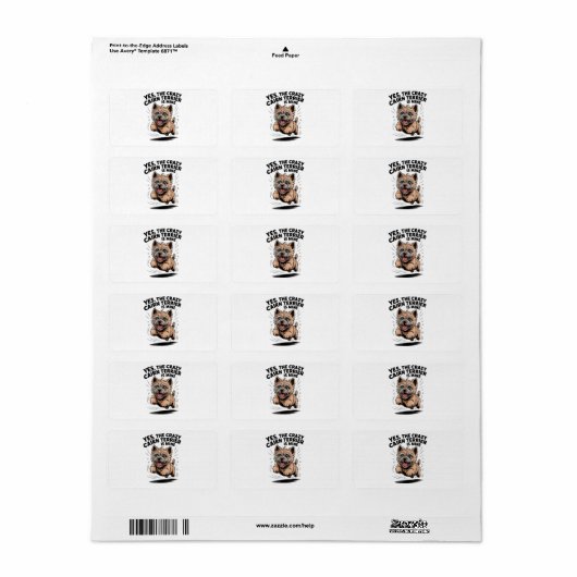 De gekke Cairn Terrier is van mij Etiket (Full Sheet)
