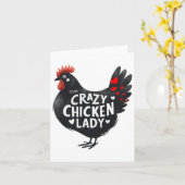 De gekke Chicken Lady Sticker Kaart (Gele Bloem)
