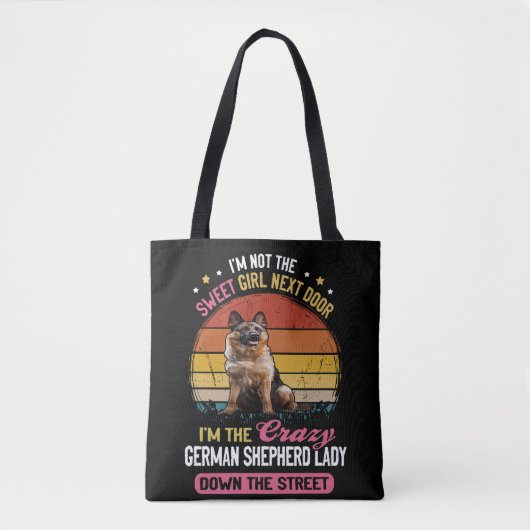 De gekke Duitse herder dame in de straat Tote Bag (Voorkant)