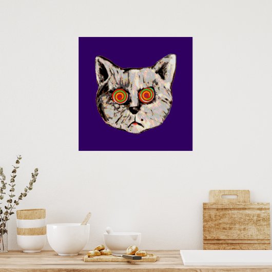 de gekke kat poster (Keuken)