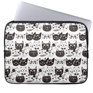 De gekke Kat ziet Patroon onder ogen Laptop Sleeve