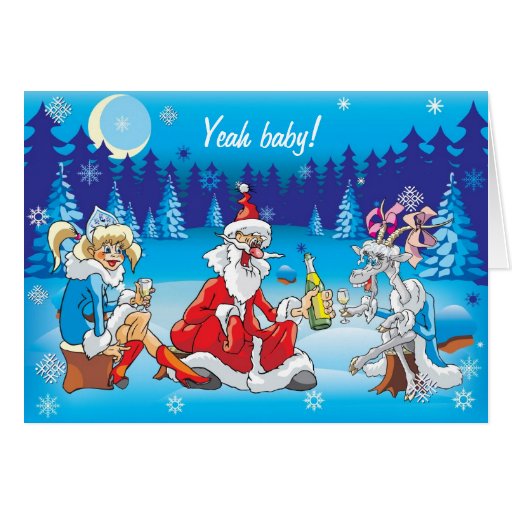 De gekke Kerstkaarten van de Kerstman Wenskaart Zazzle