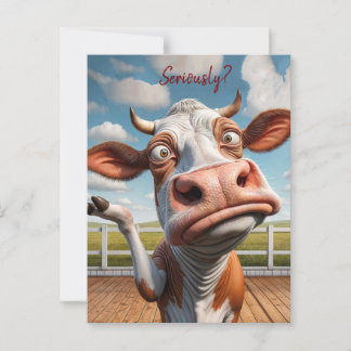 De Gekke Koe - "Serieus?" Grappig offerte ontwerp Briefkaart