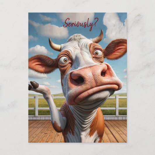 De Gekke Koe - "Serieus?" Grappig offerte ontwerp Briefkaart (Voorkant)