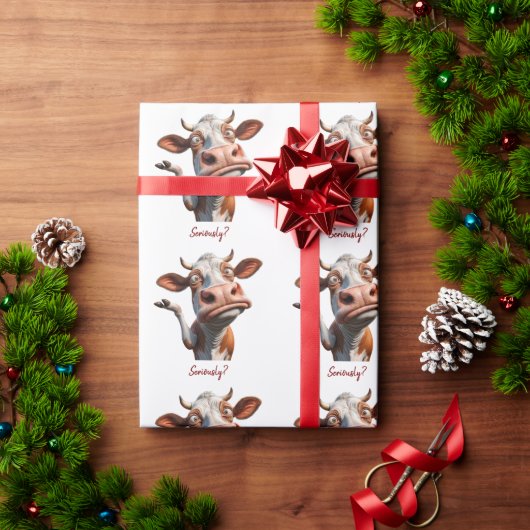 De Gekke Koe - "Serieus?" Grappig offerte ontwerp Cadeaupapier (Feestdagen Geschenken)