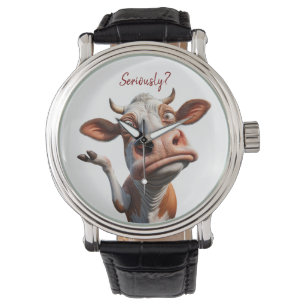 De Gekke Koe - "Serieus?" Grappig offerte ontwerp Horloge