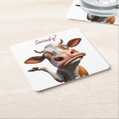 De Gekke Koe - "Serieus?" Grappig offerte ontwerp Kartonnen Onderzetters (Schuin)