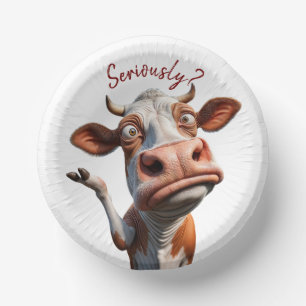 De Gekke Koe - "Serieus?" Grappig offerte ontwerp Papieren Kommen