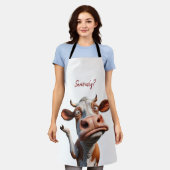 De Gekke Koe - "Serieus?" Grappig offerte ontwerp Schort (Gedragen)