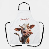 De Gekke Koe - "Serieus?" Grappig offerte ontwerp Schort (Voorkant)