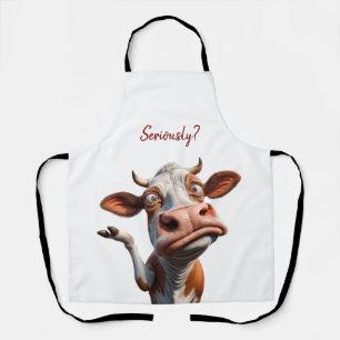De Gekke Koe - "Serieus?" Grappig offerte ontwerp Schort