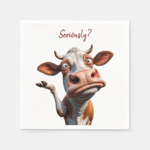 De Gekke Koe - "Serieus?" Grappig offerte ontwerp Servet