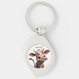 De Gekke Koe - "Serieus?" Grappig offerte ontwerp Sleutelhanger