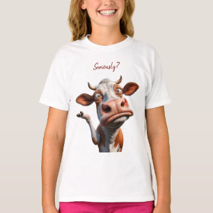 De Gekke Koe - "Serieus?" Grappig offerte ontwerp T-shirt