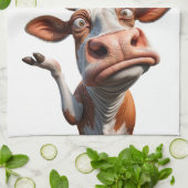 De Gekke Koe - "Serieus?" Grappig offerte ontwerp Theedoek (Gevouwen)