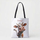 De Gekke Koe - "Serieus?" Grappig offerte ontwerp Tote Bag (Voorkant)