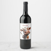 De Gekke Koe - "Serieus?" Grappig offerte ontwerp Wijn Etiket (Voorkant)