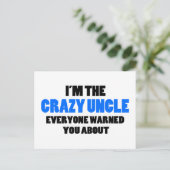 De gekke oom waar je gewaarschuwd werd over briefkaart (Staand voorkant)