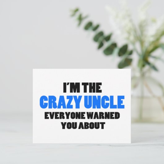 De gekke oom waar je gewaarschuwd werd over briefkaart (Staand voorkant)