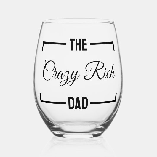 De gekke rijke vader vaderdag grappige geschenken wijnglas zonder voet (Voorkant)