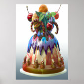 De gekke verjaardagstaart | AI Art Poster (Voorkant)