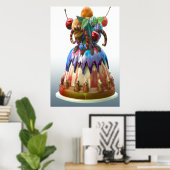 De gekke verjaardagstaart | AI Art Poster (Thuiskantoor)