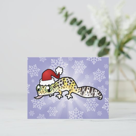 De Gekko van de Luipaard van Kerstmis Feestdagenkaart (Staand voorkant)