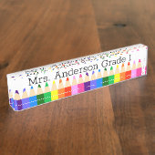 De gekleurde encils personaliseren Desk Name Bord Naambordje (Zijkant)