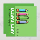 De gekleurde groene Uitnodiging van de Partij van  (Voorkant / Achterkant)