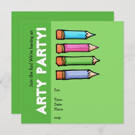 De gekleurde groene Uitnodiging van de Partij van  (Voorkant / Achterkant)