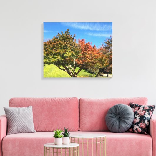 De gekleurde Maple-structuur in het najaar Canvas Afdruk (Insitu (Woonkamer))