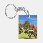 De gekleurde Maple-structuur in het najaar Sleutelhanger (Voorkant Links)