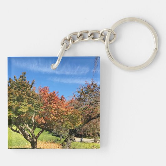 De gekleurde Maple-structuur in het najaar Sleutelhanger (Achterkant)