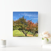 De gekleurde Maple-structuur in het najaar Vierkante Klok (Huis)