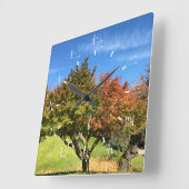 De gekleurde Maple-structuur in het najaar Vierkante Klok (Hoek)