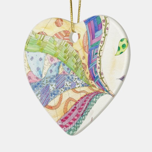 De gekleurde quilt keramisch ornament (Links)