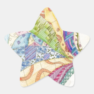 De gekleurde quilt ster sticker