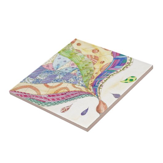 De gekleurde quilt tegeltje (Zijkant)