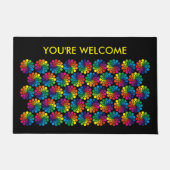 De gekleurde Spiralen van de Cirkel van Punten + u Deurmat (Voorkant)